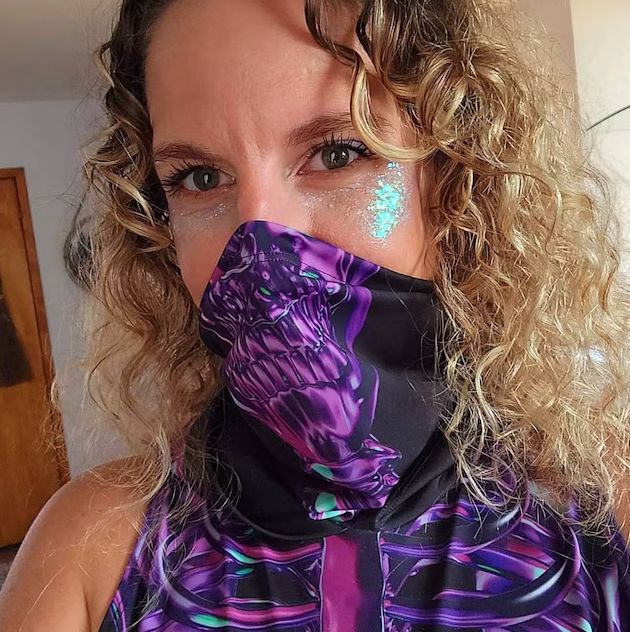 Customer photo review of Purple Skeleton Booty Shorts Set