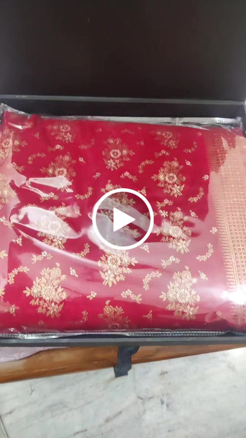 Customer video review of Scarlet Red Banarasi Uppada Silk Saree