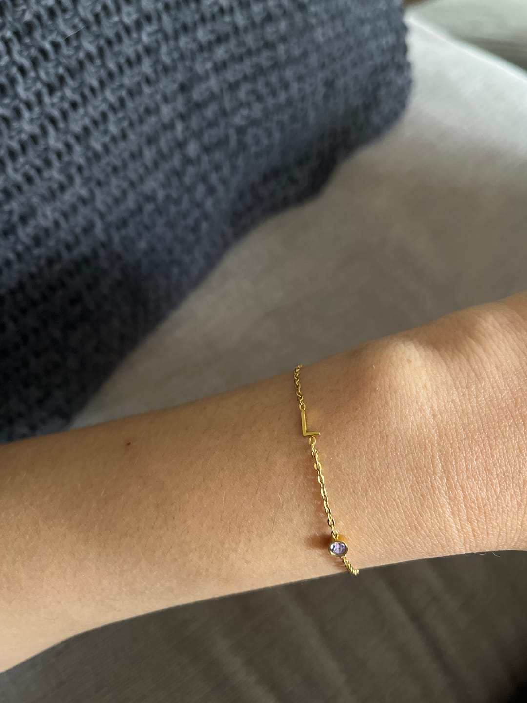 Customer photo review of Birthstone Letter Bracelet