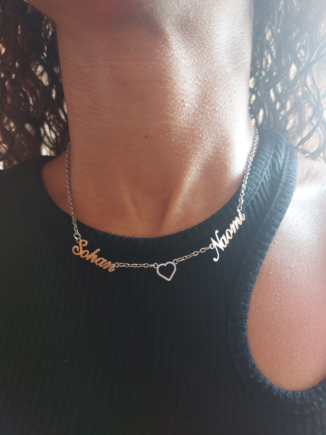 Customer photo review of Collier Coeur & Prénoms Sautoir Personnalisé