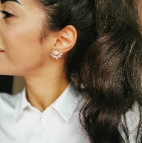 Customer photo review of DEMI Statement Ear Jackets (Rose Gold, Gold & Silver)