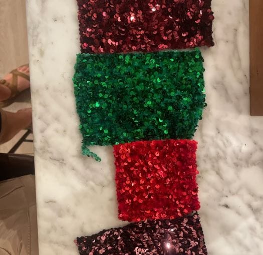 Customer photo review of Emerald Green Sequins on Velvet