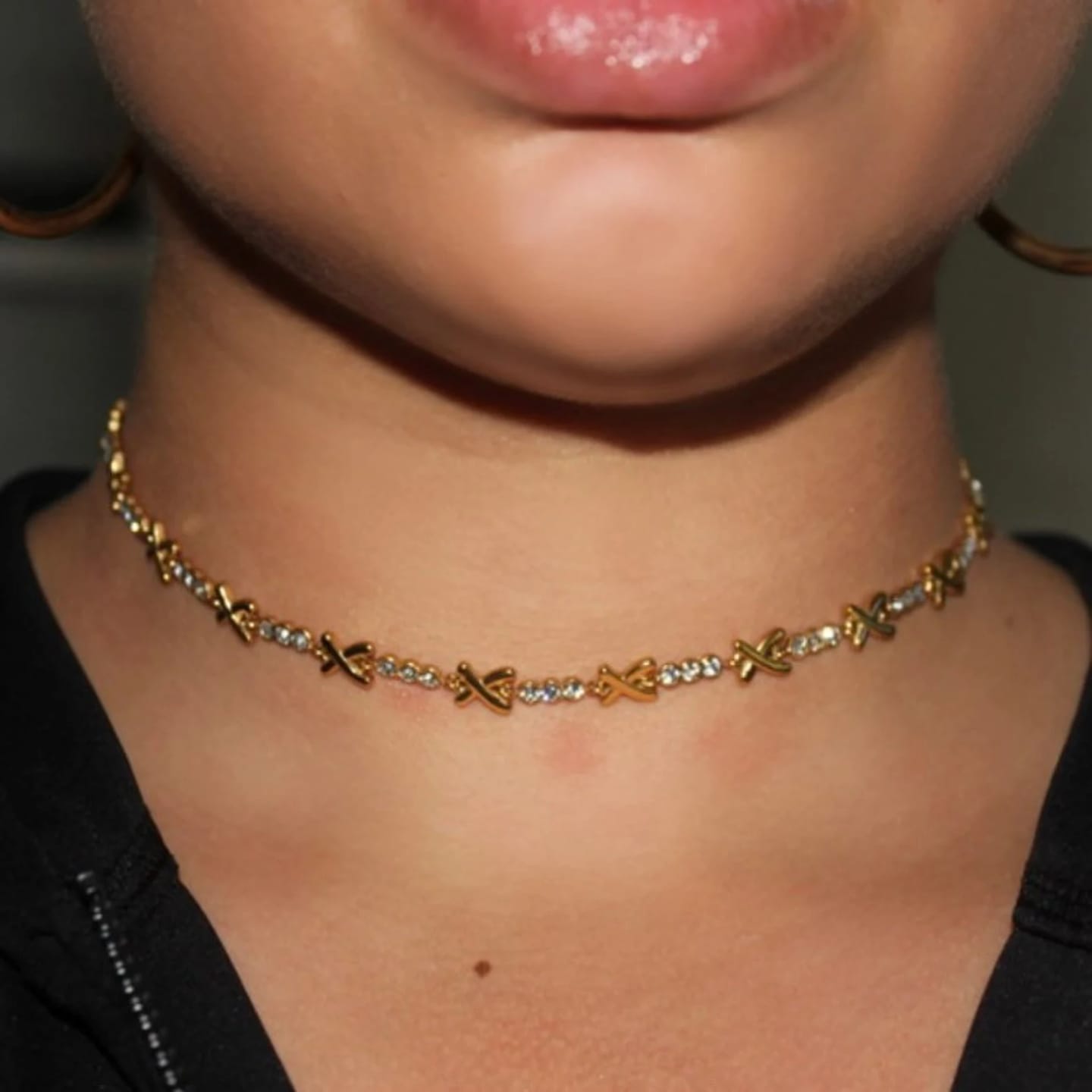 Customer photo review of Kissed in Gold XO Choker '18k Gold Plated'