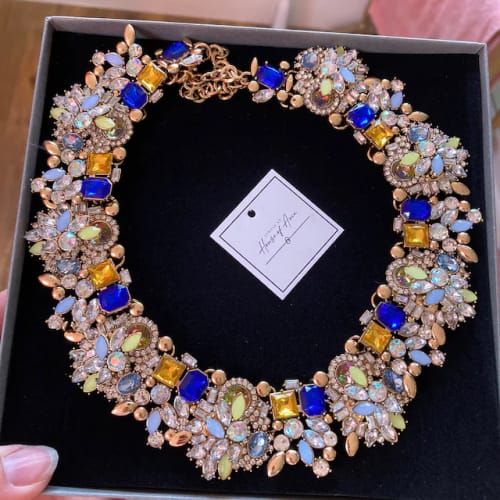 Customer photo review of AVAANI Blue Rhinestone Necklace