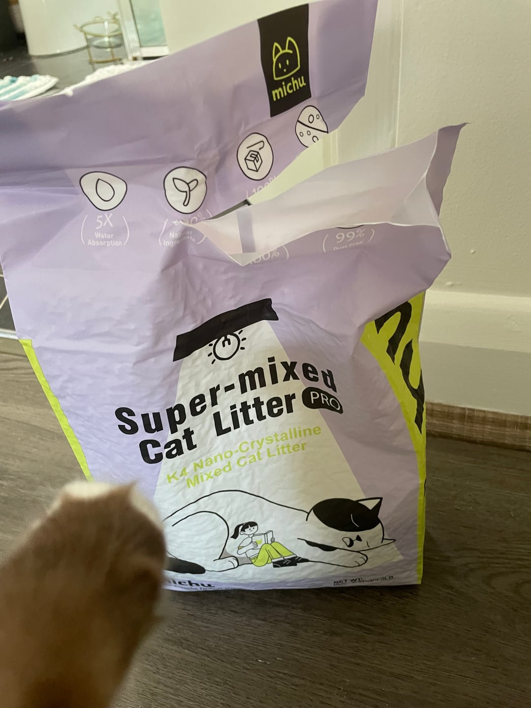 Customer photo review of Michu Premium Mixed Tofu Cat Litter Pro Gen2 6L- Superb in Flushable, Eco-Friendly & Odour-Control
