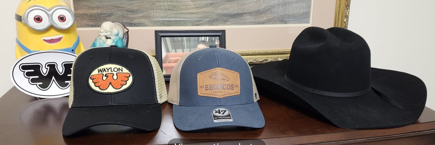 Customer photo review of Flying W Patched Waylon Jennings Trucker Hat