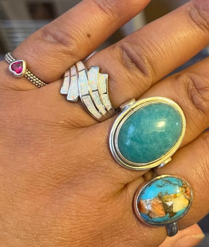 Customer photo review of Oyster Copper Turquoise Ring Sterling Silver