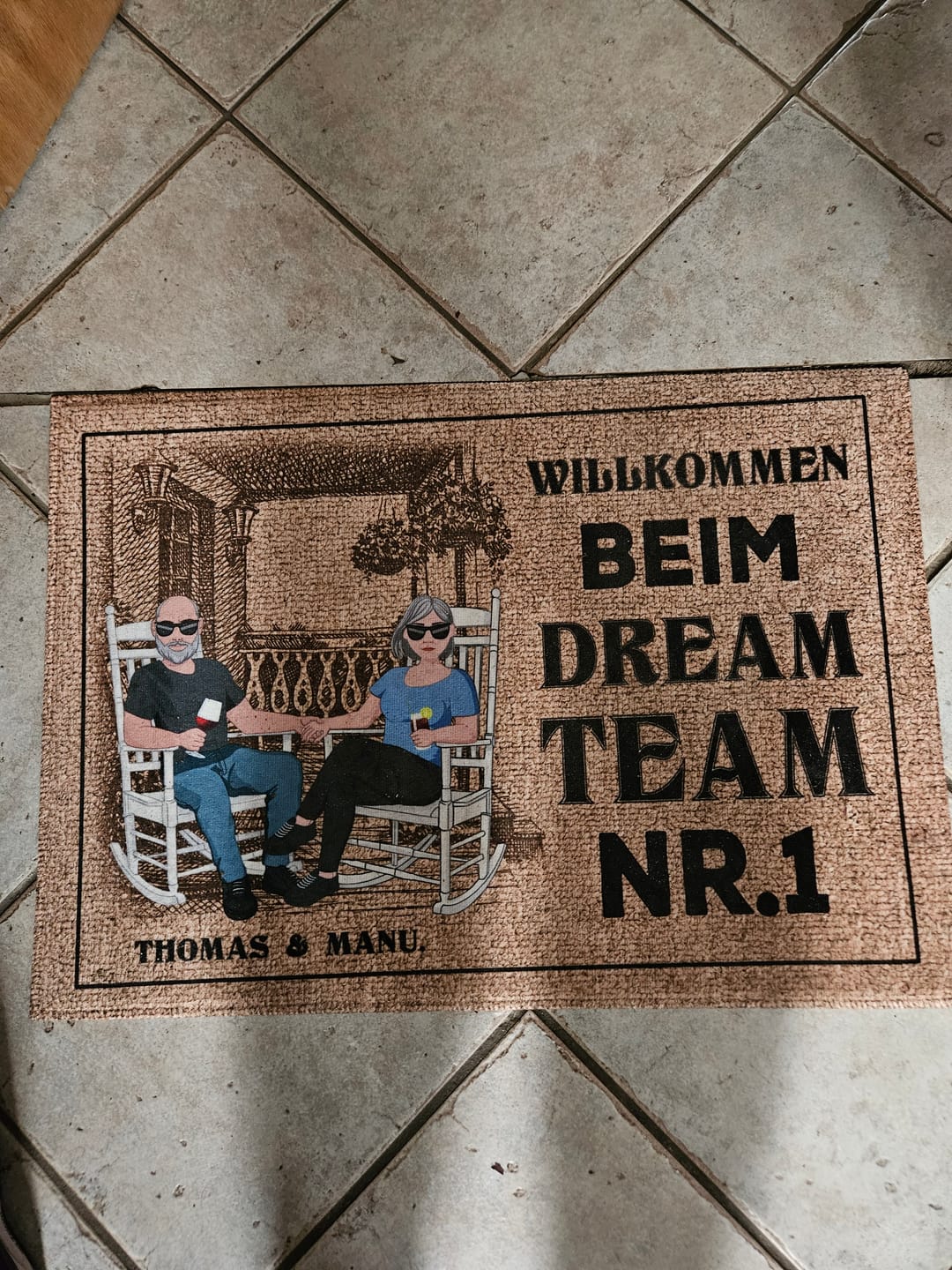 Customer photo review of Willkommen - Paar-Fußmatte
