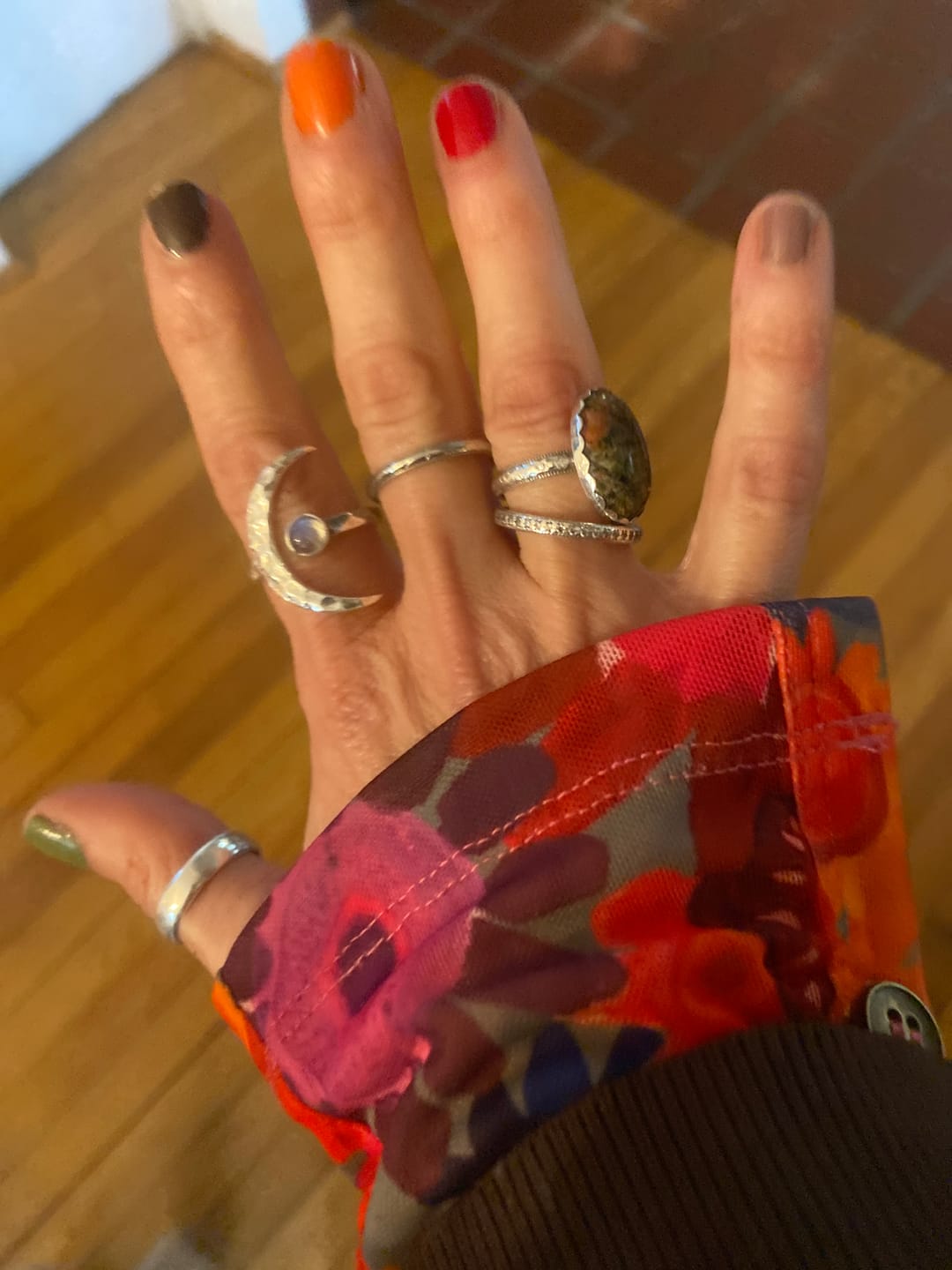 Customer photo review of Sterling Silver Crescent Moon Ring with Moonstone