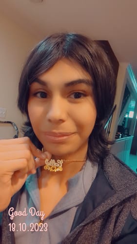 Customer photo review of Double Plated Love Name Necklace with Cuban Chain