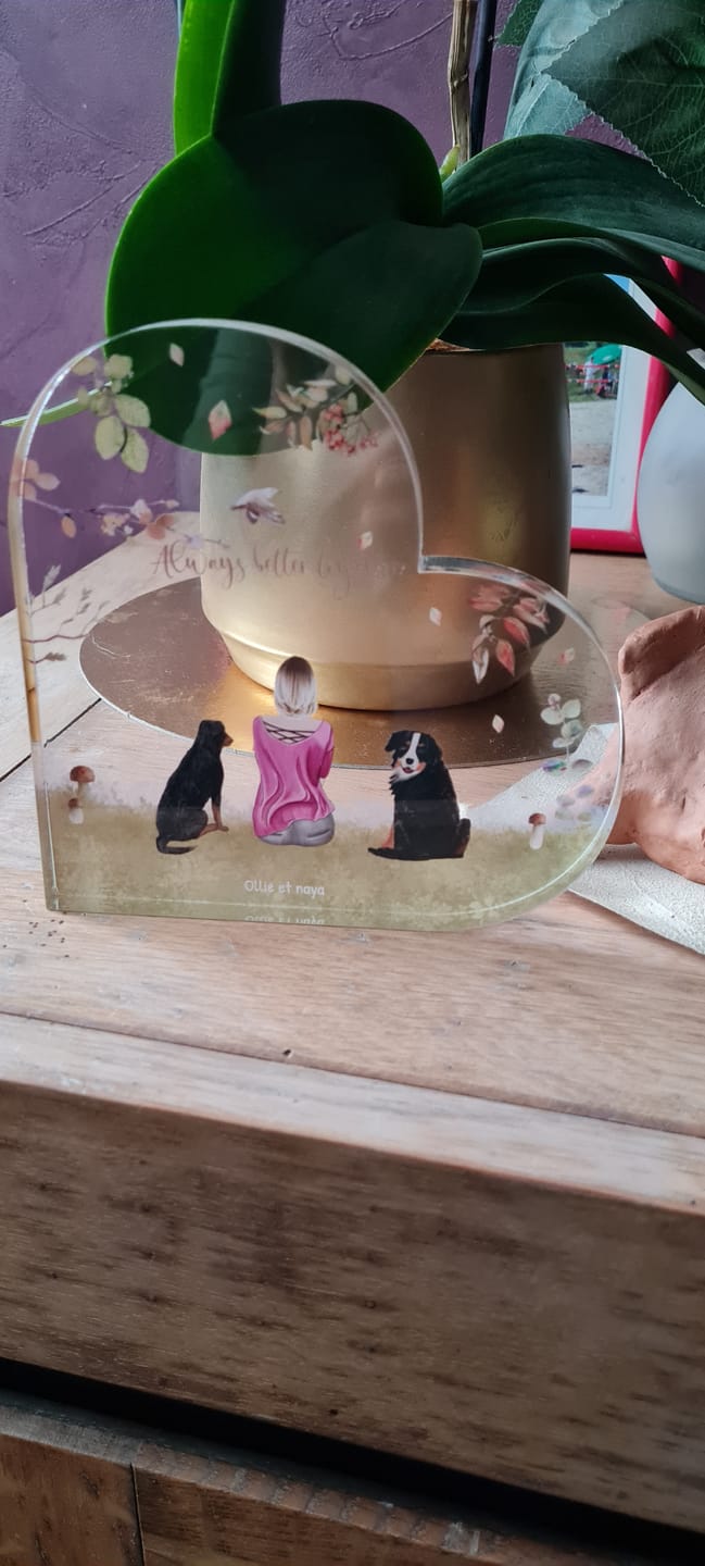 Customer photo review of Toujours à mes côtés - Cœur en verre personnalisé