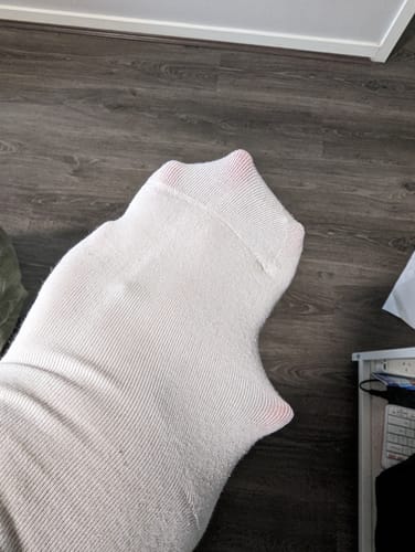 Customer photo review of White Seamless Feel  Sensory Socks