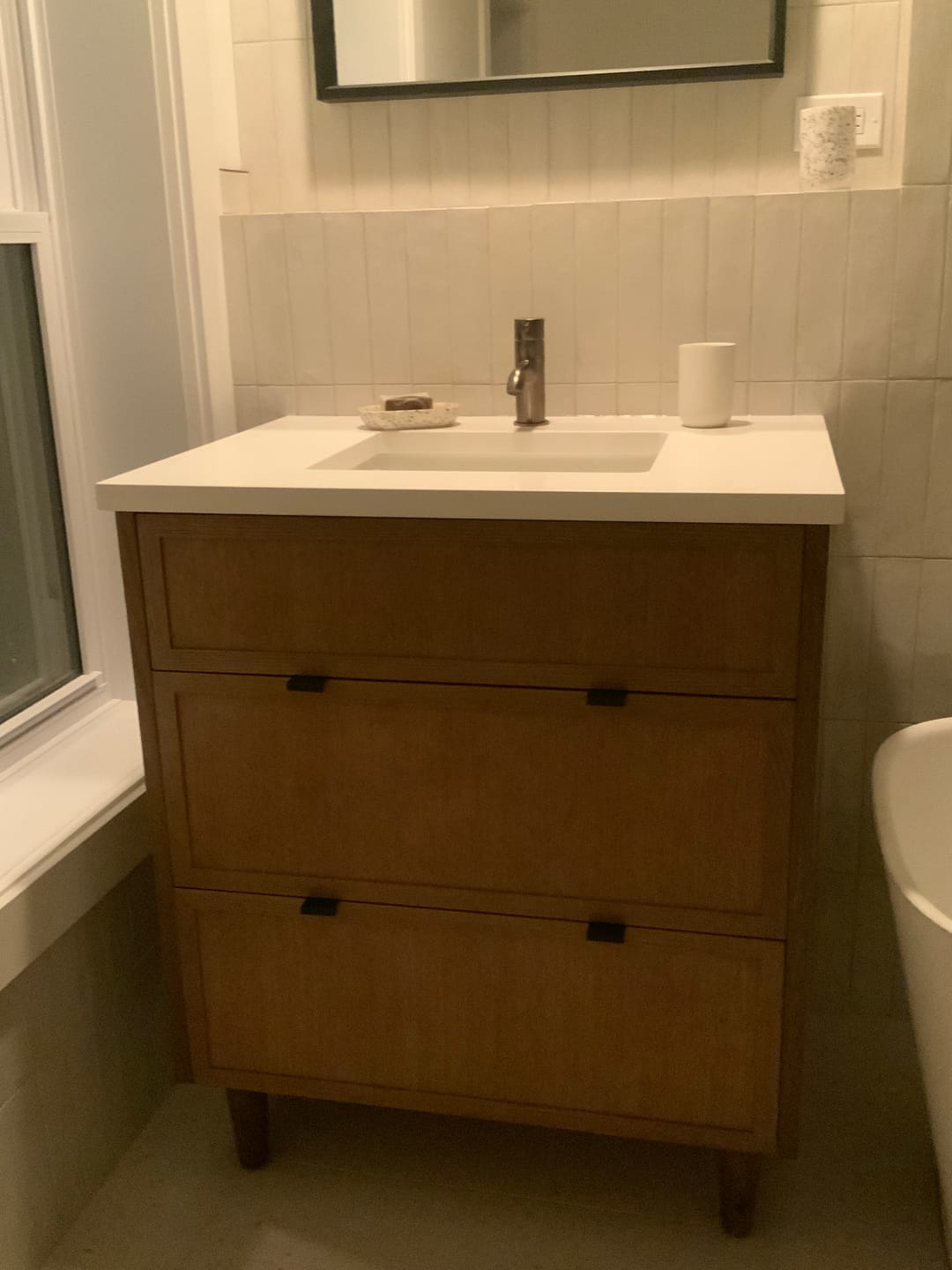 Customer photo review of Cape Breton 30" Mid Century Oak Bathroom Vanity