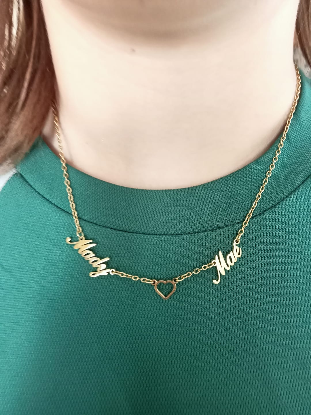 Customer photo review of Collier Coeur & Prénoms Sautoir Personnalisé