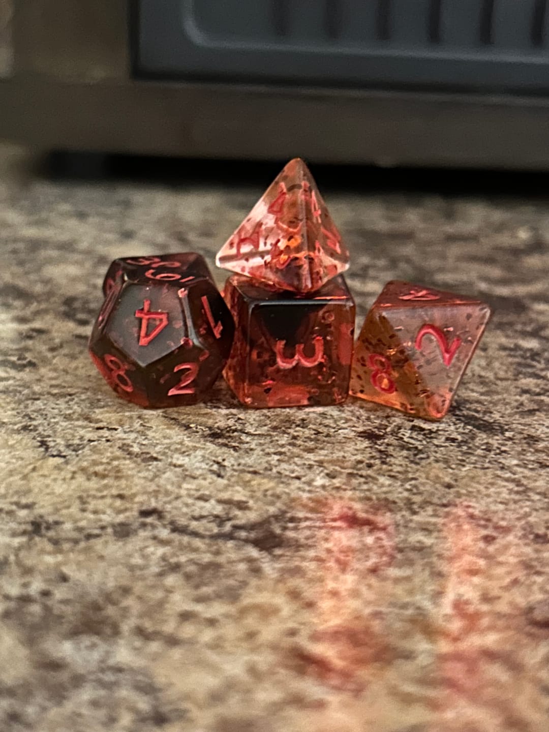 Customer photo review of Vampira Acrylic Dice Set