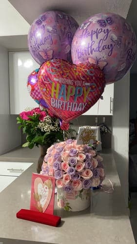 Customer photo review of Pink & Purple Roses HatBox