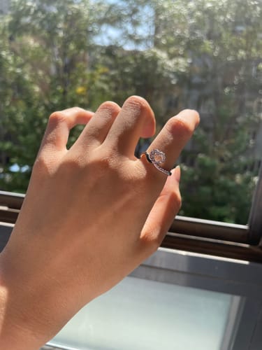 Customer photo review of S925 Raise Confidence I Am Enough Red Ribbon Heart Ring