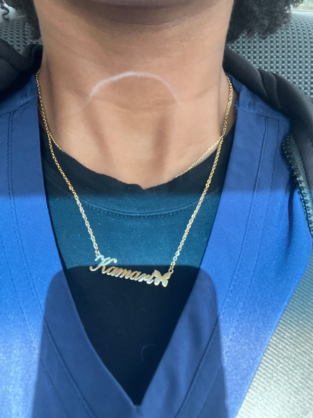 Customer photo review of Butterfly Name Necklace