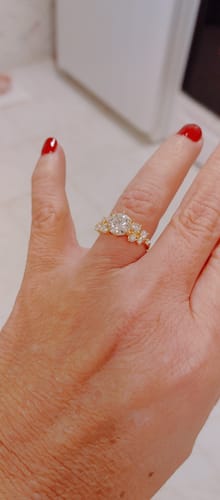 Customer photo review of Cluster Round Moissanite Engagement Ring