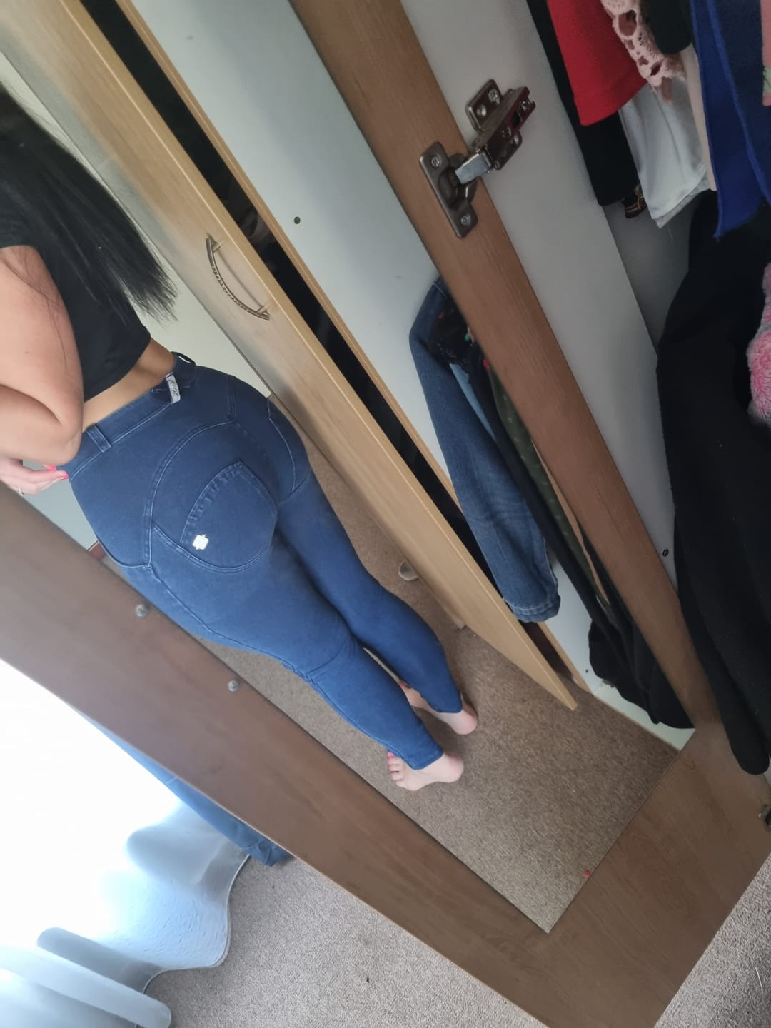 Customer photo review of Mid waist Butt lifting Shaping pants Jeans/Jeggings - Dark Blue