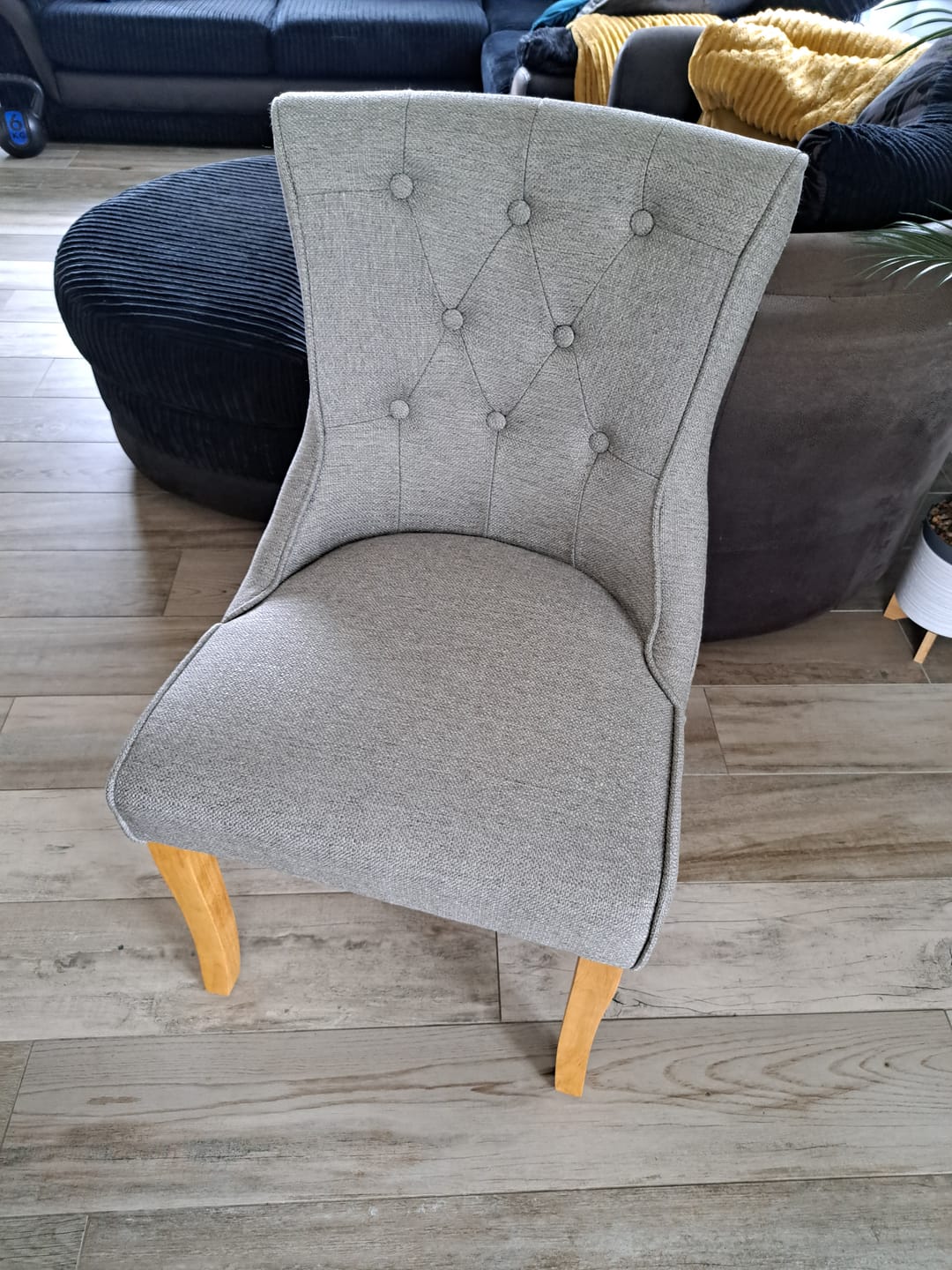 Customer photo review of Kingston Cement Grey Linen Dining Chair