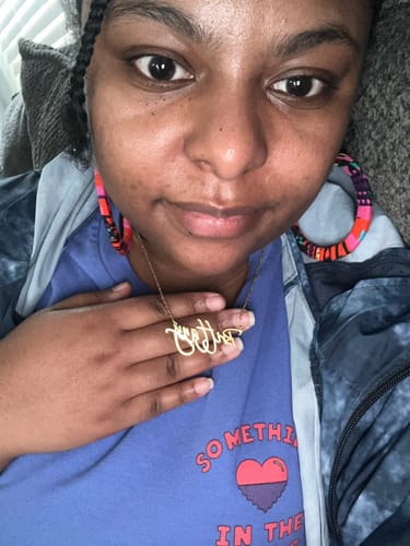 Customer photo review of Personalized Script Necklace