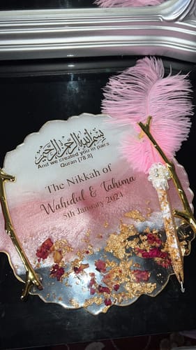 Customer photo review of Ombre resin ring plate with handles | Nikkah | Wedding | Personalise | Gift | Bespoke | Luxury | Home decor | Vanity Tray