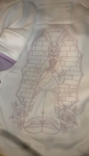 Customer photo review of Praying Rabbit Hoodie (White/Lavender)