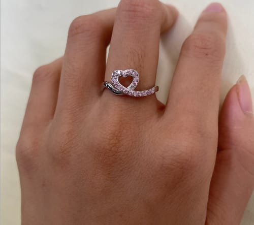 Customer photo review of S925 Raise Confidence I Am Enough Red Ribbon Heart Ring
