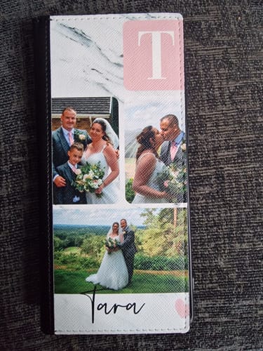 Customer photo review of Personalised Three Photo Marble Name Vegan Leather Flip Samsung Case