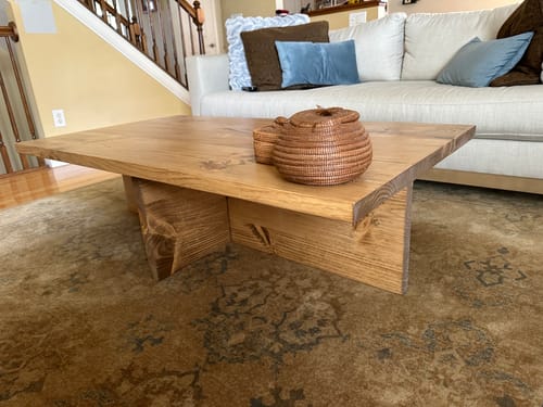 Customer photo review of Rustic Cross Base Coffee Table