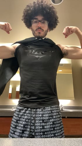 Customer photo review of SquidHaus 4in inseam Black Shorts