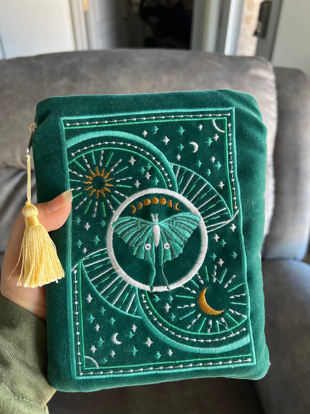 Customer photo review of Luna Moth Kindle & E-Reader Sleeve