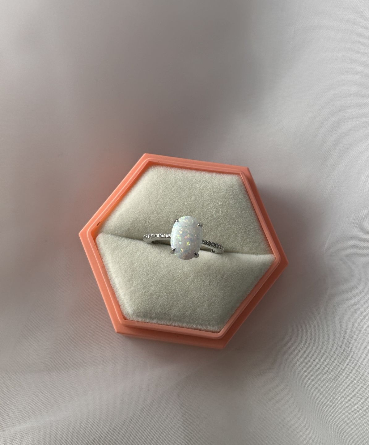 Customer photo review of Louily Elegant Oval Cut Opal Stone Engagement Ring In Sterling Silver