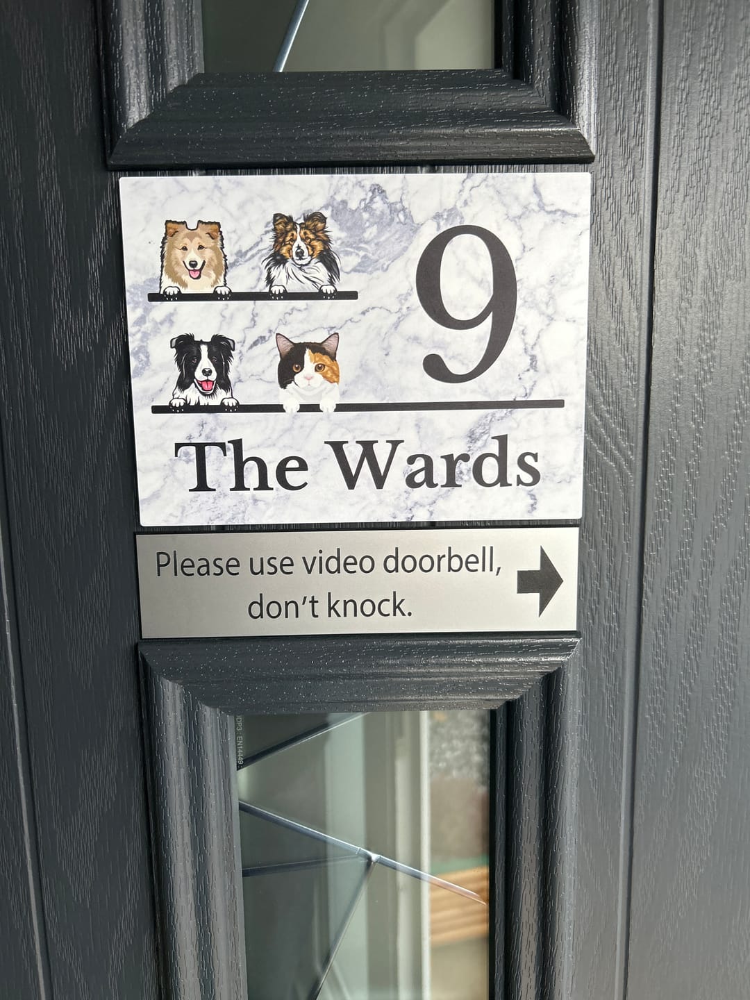 Customer photo review of House number marble look - Personalised door sign