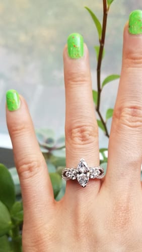Customer photo review of Flower CZ Split Shank Ring in Sterling Silver