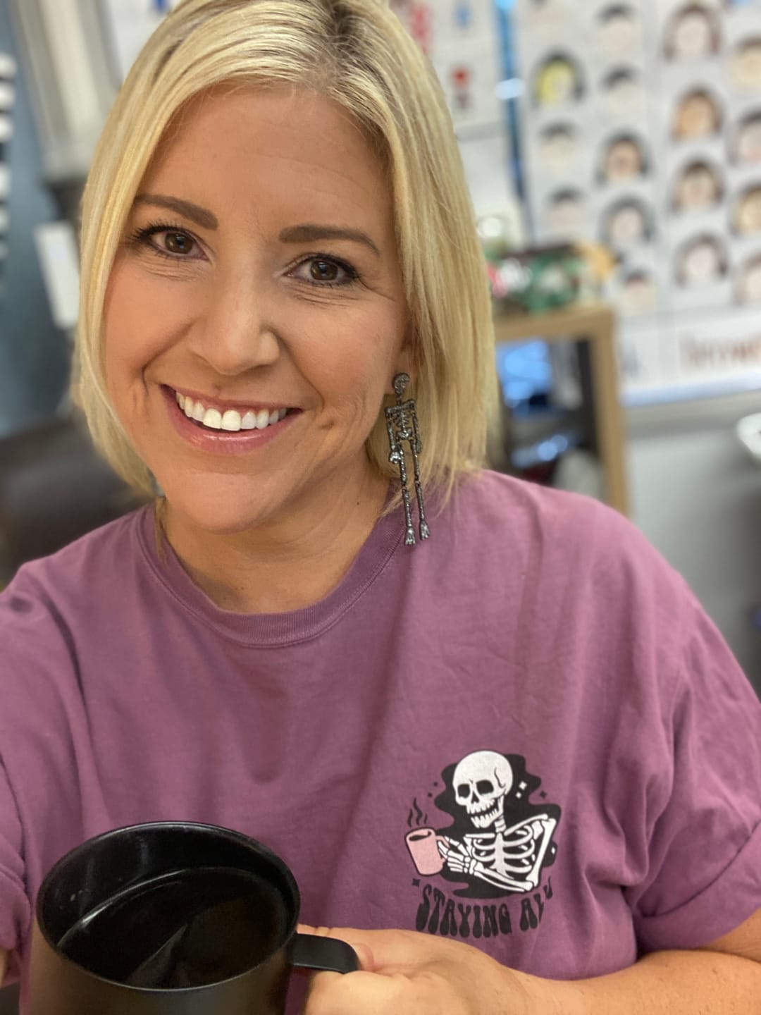 Customer photo review of Staying Alive Coffee Skeleton (Left Chest)