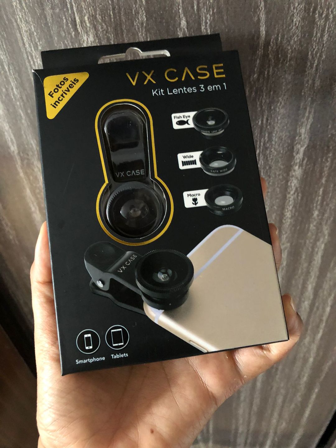 Customer photo review of Kit de Lentes 3 em 1 para Câmera de Celular VX Case