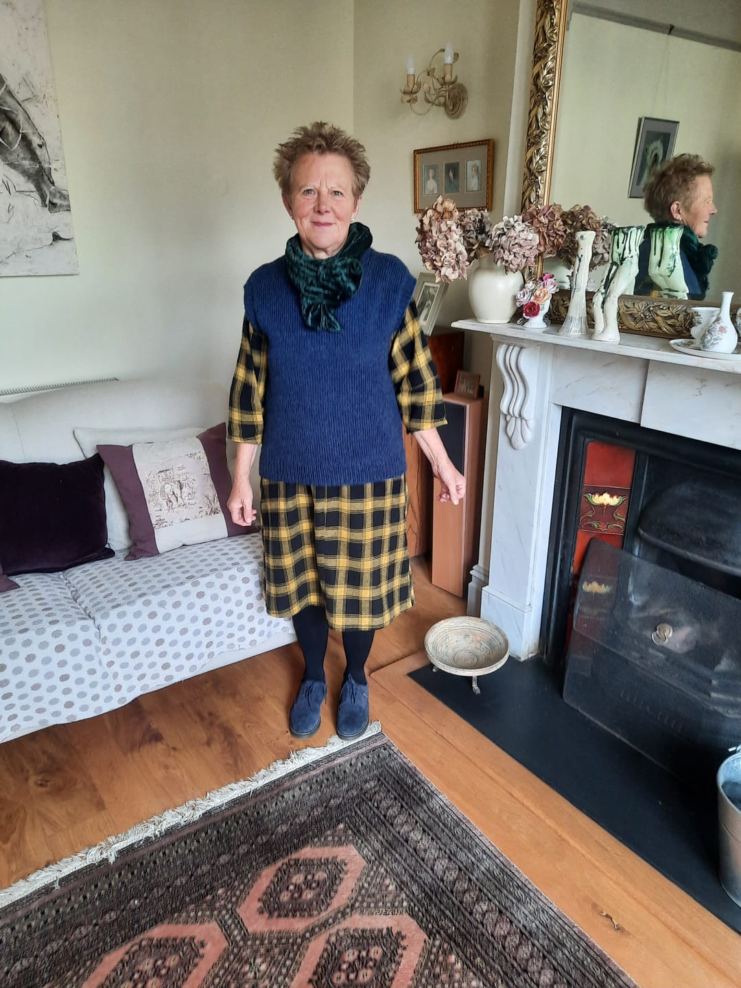Customer photo review of Mustard and Black Tartan Brushed Cotton Fabric