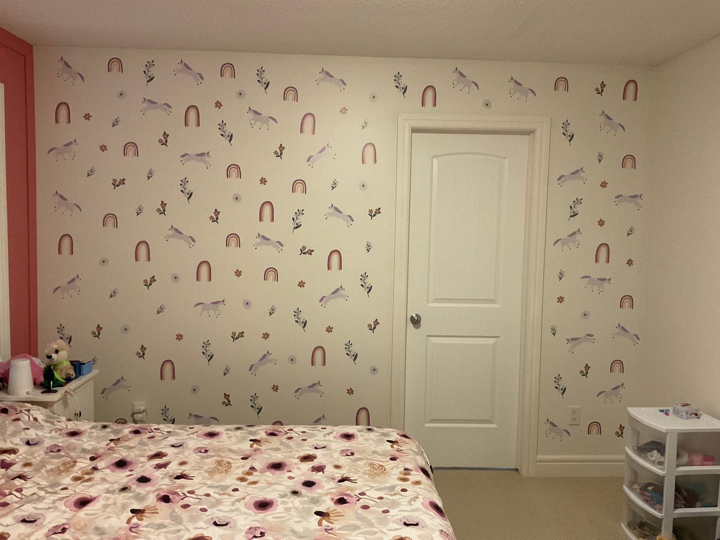 Customer photo review of Muted Unicorn and Rainbow Removable Decals