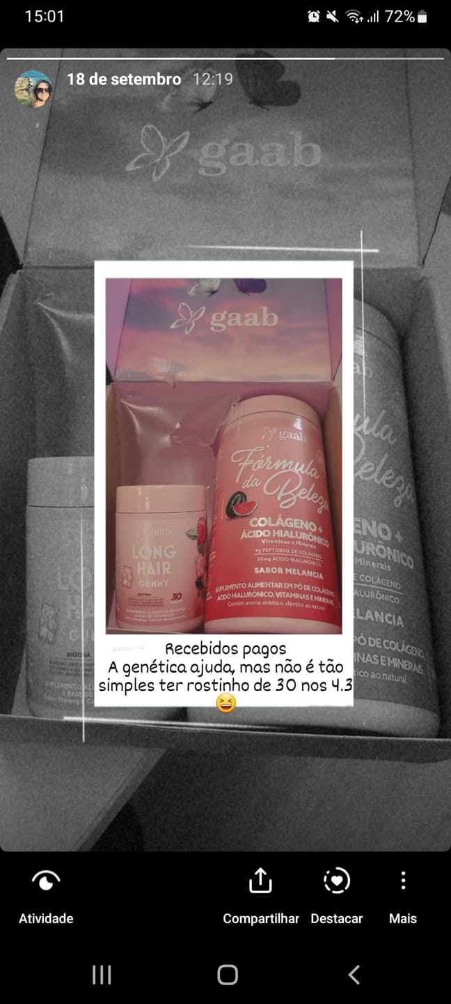 Customer photo review of Fórmula da Beleza