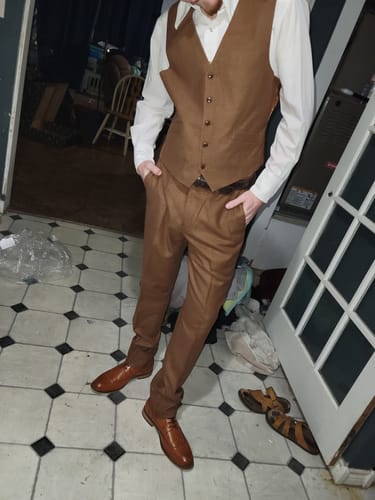 Customer photo review of Rust Brown Flannel 3 Piece Suit