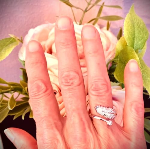 Customer photo review of Feather Bypass CZ Ring in Sterling Silver