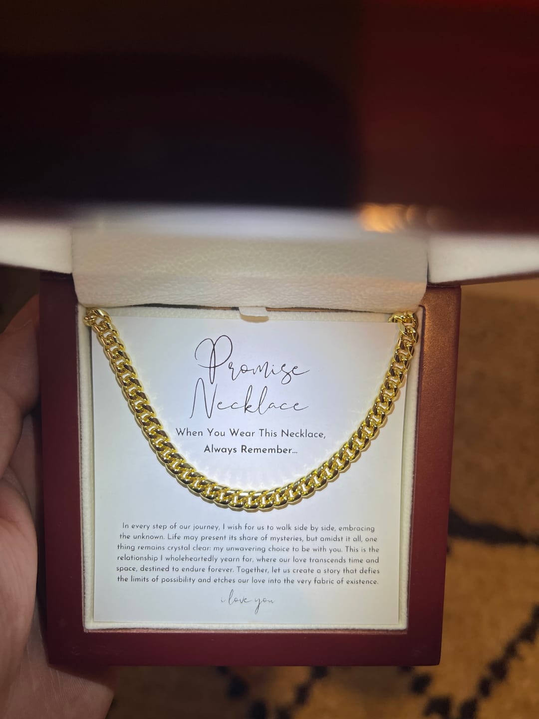 Customer photo review of Promise Necklace For Him, Boyfriend Gift