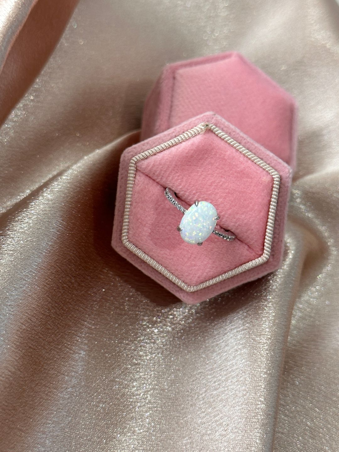 Customer photo review of Louily Elegant Oval Cut Opal Stone Engagement Ring In Sterling Silver
