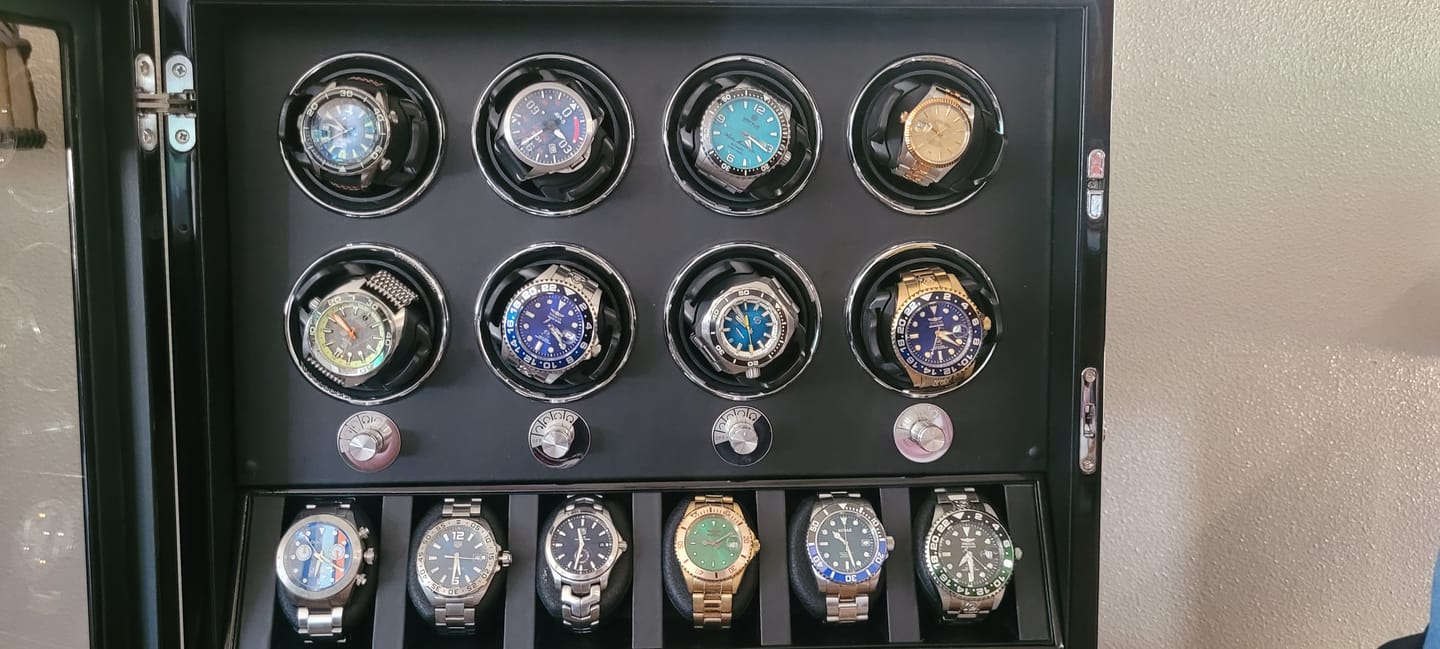 Customer photo review of 8 Watch Winders with Extra 6 Watch Display Storage and Jewelry Drawer