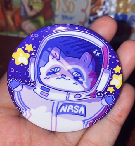 Customer photo review of Space Raccoon Buttons