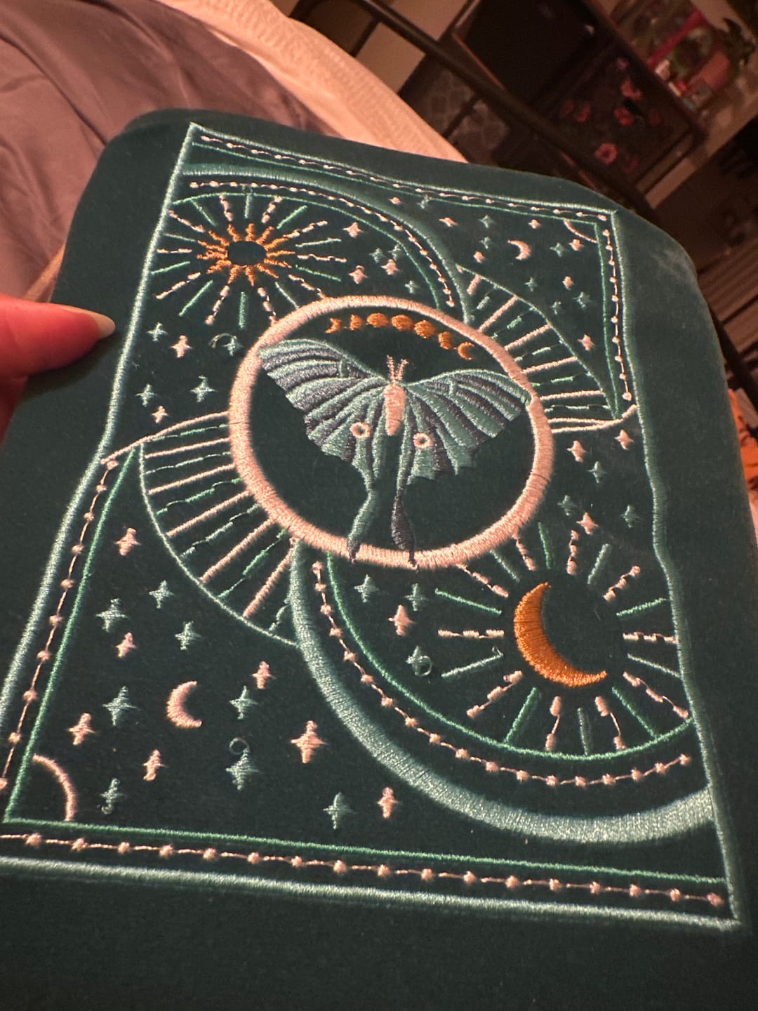 Customer photo review of Luna Moth Kindle & E-Reader Sleeve