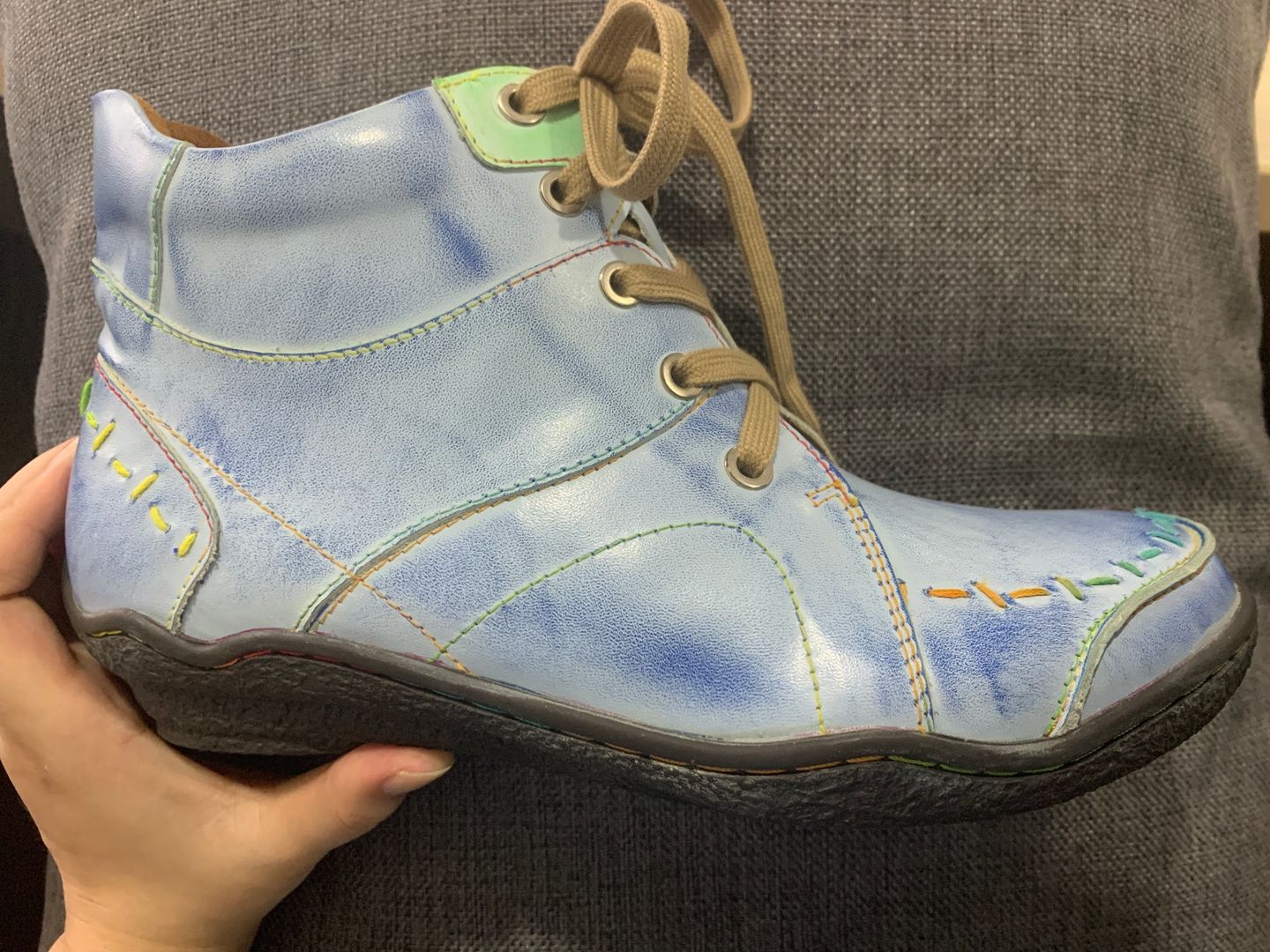 Customer photo review of Handcrafted Vintage Stylish Comfort Monochromatic Walking Boots