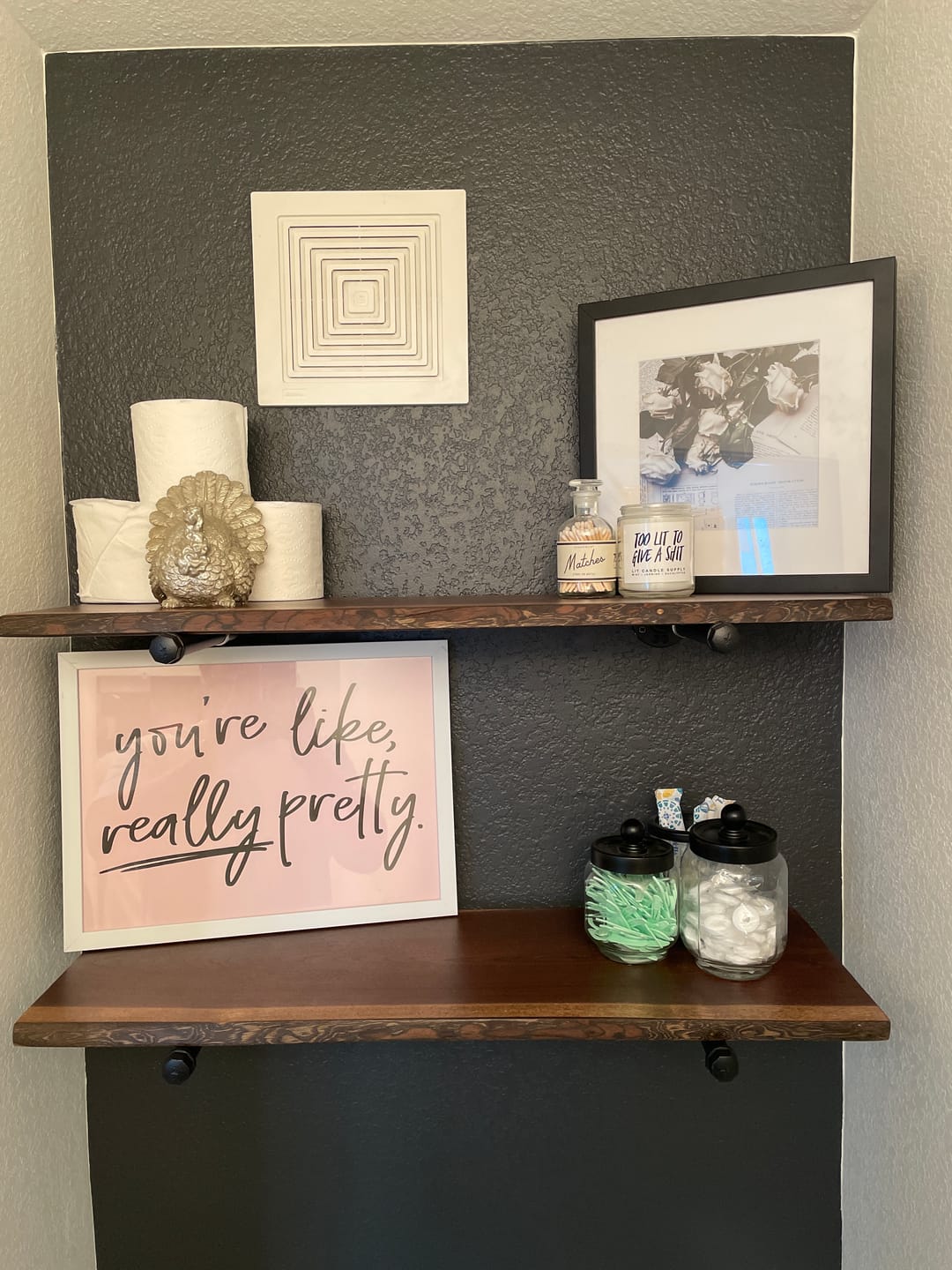 Customer photo review of Live Edge Walnut Shelves